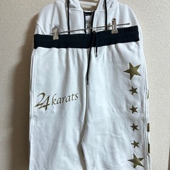 24karats EXILE ジャージ セットアップ 白×金 パーカー ハーフパンツ M相当の画像
