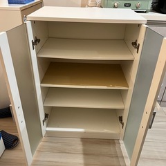 【ニトリ 食器棚＋レンジ台 セット｜小型・ロータイプ｜無料】の画像