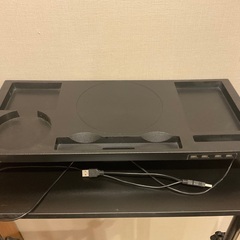 パソコン用デスク(黒、高さ調整可能)、USBハブ内蔵ディスプレイ台、電源タップハンガー付きの画像