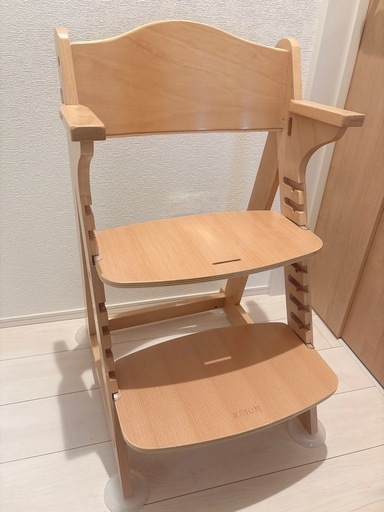 【決定しました】KATOJI 　ベビーチェア 木製 テーブルトレイ付 子供 椅子 キッズチェア ハイチェア カトージ 　