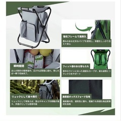 折りたたみ椅子 椅子付き　リュック 収納袋一体型 耐荷重120kgの画像