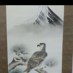 尺五　「一富士二鷹三茄子」悠堂作？　絹本肉筆掛け軸　桐箱入りの画像