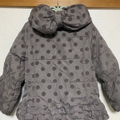 ❤️anyfamブラウン ドット柄 中綿コート フード付き 120の画像