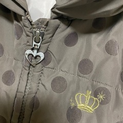 ❤️anyfamブラウン ドット柄 中綿コート フード付き 120の画像