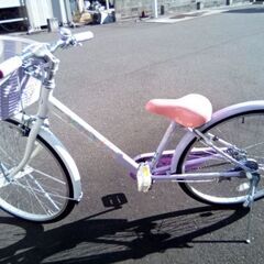 24インチ ブリヂストン　女の子自転車　パープル　LEDライトの画像