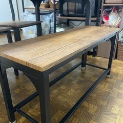 ニトリ　シンプルな木目調ダイニング4点セット (BR/BK)の画像