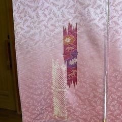 着物素材リメイク暖簾、ピンク色　横〜55–丈〜84!
の画像