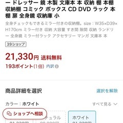 ミラー付き収納棚の画像