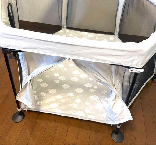 【美品】日本育児 洗えてたためる ポータブル ベビーサークル