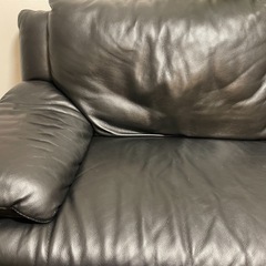 高級本革レザー　ブラック　3人掛けの画像