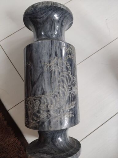 竹虎図マーブルフラワーベース大理石花瓶25x口穴5cm (かのん) 本八幡の