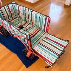 LOGOSストライプ キャリーワゴン　テーブルセットの画像