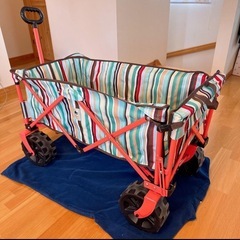 LOGOSストライプ キャリーワゴン　テーブルセットの画像