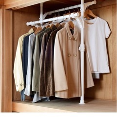 突っ張り式 クローゼット用 ハンガーラック（幅・高さ調整可能）の画像