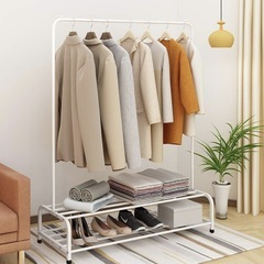 下段収納付き ハンガーラック（ホワイト）の画像