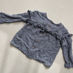 ZARA フリル付きチェック柄シャツの画像