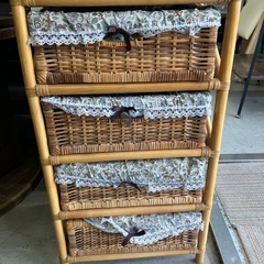 石2512-755 ラタン4段チェスト 中古の画像