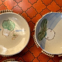 新品未使用箱付き　手書き和皿、小皿、野菜シリーズの画像