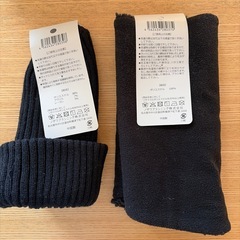 フリース×ボア　ネックウォーマー　発熱ニット帽子の画像