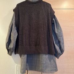 AMERICAN  HOLICのニットベスト　レイヤードトップスチェック柄の画像