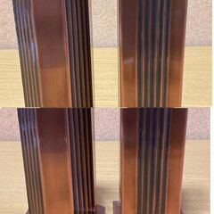 【中古/長期保管品/お引取り限定】■アルミ製花器2点セット■四角柱＋八角柱■ダークブラウン■の画像