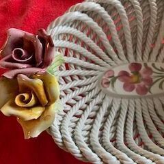 【未使用】陶器編み籠バスケット（イタリア製）の画像