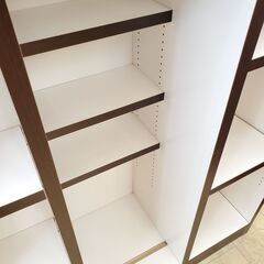 スライド式 本棚 飾り棚 書箱 マルチラック ブラウン×ホワイト 棚板可動式■横幅84×奥行31㎝×高さ96cm■買取帝国 朝霞店 配達可能の画像