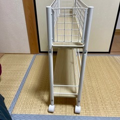 キッチンラック　スチールラック   木目柄　ホワイト　横74.5cm×幅19.5cm×高さ64cmの画像