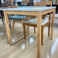 A-1007【リユースのサカイ野々市店】ジモティ来店特価‼ ２人用ダイニングセット 木製 ホワイト×ブラウン クリーニング済みの画像