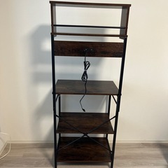 【新品】キッチンラック 幅60cm コンセント付き レンジ台の画像