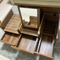 テーブルドレッサー ロータイプ 鏡台 収納 メイク 化粧台 ミラーの画像