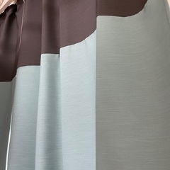 ツートンカラー ドレープカーテン 茶色 水色の画像