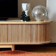 Miyuki Style Modern Mid Century TV Stand with Rattanの画像