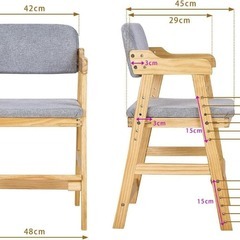キッズチェア❣️子ども用 幅48cm 背もたれ・座面・足置き調節可 学習椅子の画像