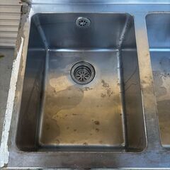 兵庫県 三田市 直接お引き取り限 2槽シンク 水切り台付 W120.5×D60.5×H95ｃm 厨房用 業務用 中古 ステンレス 流し台　の画像