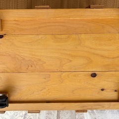 木製キャスター付き収納棚★布バスケット4個付き★油性ニス3回塗★ハンドメイド の画像