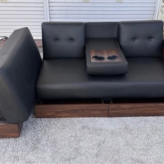 【受け渡し予定者決定】収納付きカウチソファー｜オットマン付き｜フラット可｜中古美品の画像