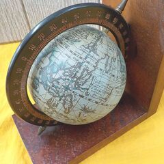 アンティーク ペア地球儀 ブックエンド 2個セット 木製 真鍮 回転地球儀 西岡店の画像