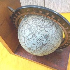アンティーク ペア地球儀 ブックエンド 2個セット 木製 真鍮 回転地球儀 西岡店の画像