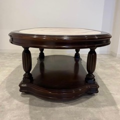 センターテーブル　ローテーブル　大理石柄　リビングテーブル　楕円　木製　カフェテーブル　店舗什器の画像