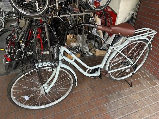 ☆美品☆26インチ外装6段変速LEDオートライト付きサックスブルー