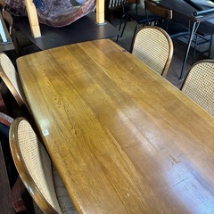 【ジャングル深井店 】★浜本工芸 ダイニングセット4人用 茶 ブラウン テーブル 家具 簡易クリーニング済 堺市 深井 【FU3161】の画像