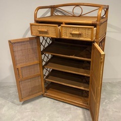 ラタン 籐　シューズラック　靴箱　の画像