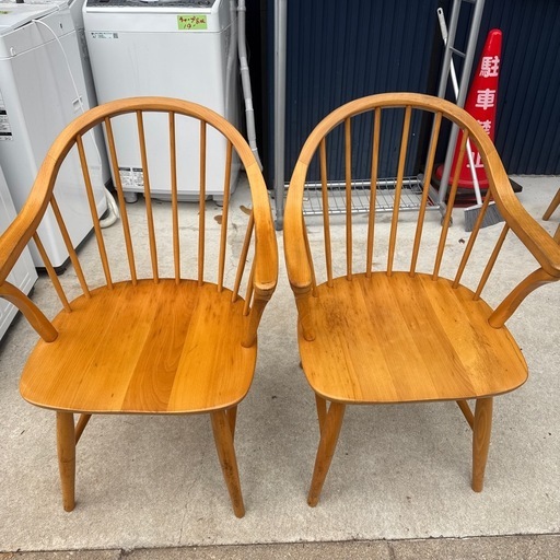 5-15 飛騨産業 キツツキ ウィンザーチェア2脚セット【引取限定】カグマニア 飛騨産業 キツツキマーク 穂高 ウィンザーチェア 2脚セット No.266