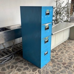 レトロブルー 4段 メタル キャビネットの画像