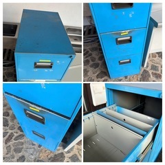 レトロブルー 4段 メタル キャビネットの画像