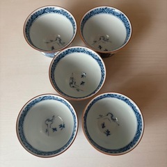 古伊万里 地紋山水 古染付 5客組の画像