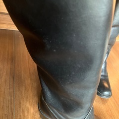 黒レザー ロングブーツ ジョッキーブーツ　MODE KAORI 22.5㎝　※難ありの画像