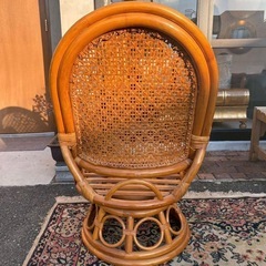 ラタンチェア　回転チェア　アジアン　リゾートチェアの画像