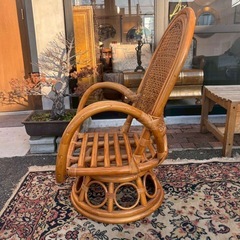 ラタンチェア　回転チェア　アジアン　リゾートチェアの画像